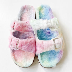 SuperJack Rainbow Faux Fur Slide Sandals 601